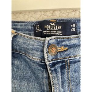 Hollister junior High Rise Super Skinny Jeans Distressed Dark Wash Denim Size 7r